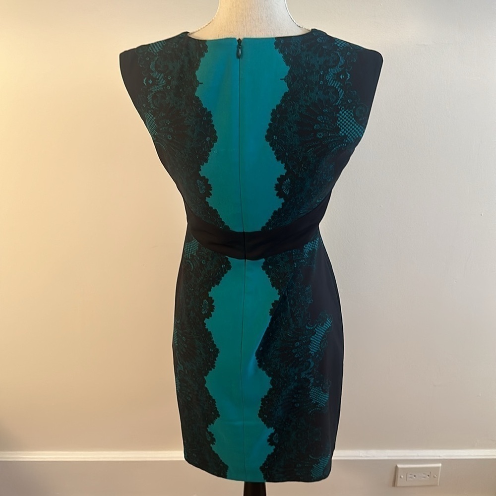 **LAST CALL**  NY & Co Black and Emerald Green Sheath Dress Size 2 - Picture 5 of 6